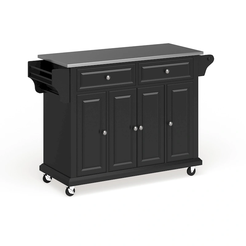 Crosley Full Size Black Finish Stainless Steel Top Kitchen Cart/ Island - 18d x 51.5w x 36h