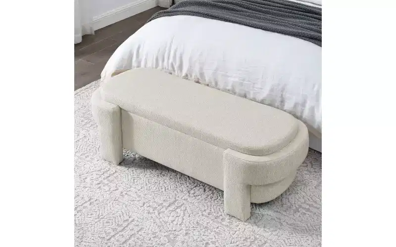 Chenille Upholstered Bench with Large Storage Space for the Living Room, Entryway and Bedroom ( 51.5''x20.5''x17'' )