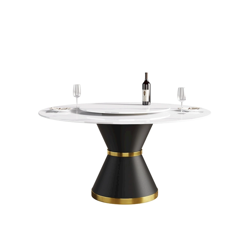 59 Modern Marble Dining Table Round Dining Table with Lazy Susan
