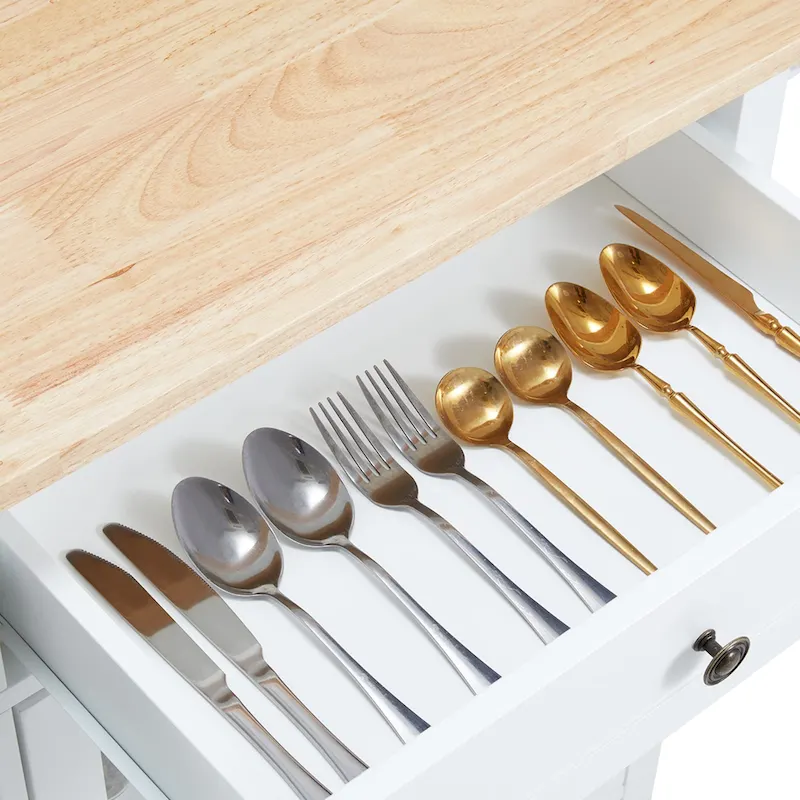 AVAWING 42 Rolling Kitchen Island Microwave Cabinet Trolley Cart