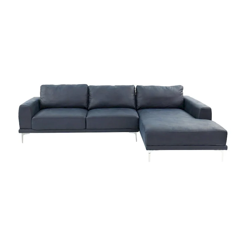 Ink Blue Faux Leather L-Shaped Sectional Sofa with LAF Chaise