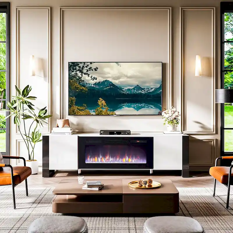 70   Modern Entertainment Center with 36   Fireplace