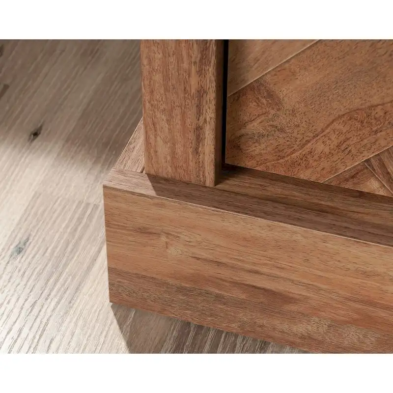 TV Credenza with Herringbone Doors & Adjustable Shelves – Mystic Oak / Sindoori Mango, Modern Style