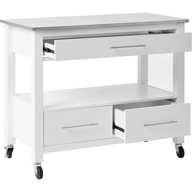 Ottawa Kitchen Cart, Stainless Steel & White