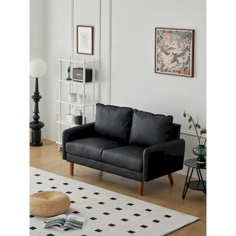 Faux leather 58 Square Arm Loveseat