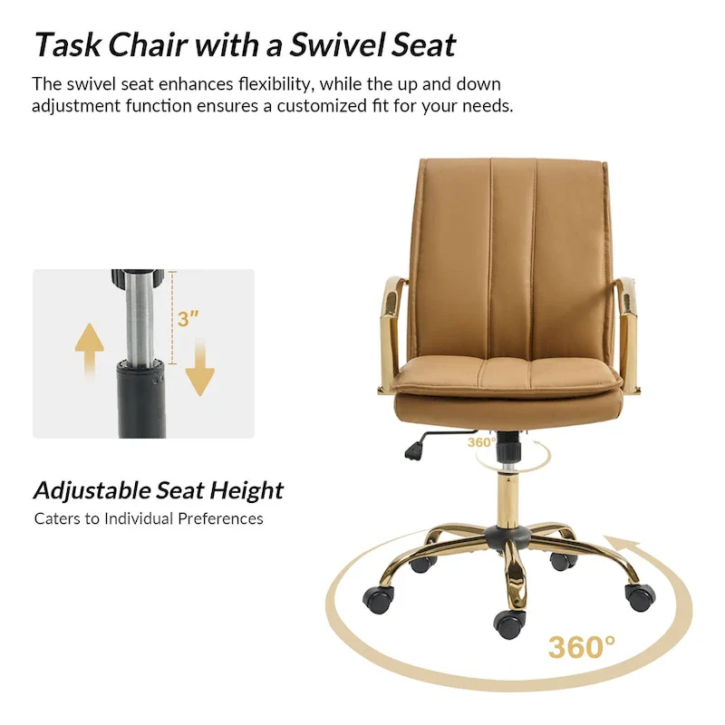 Ignacio Modern Leather Rocking Office Chair with Metal Base by HULALA HOME