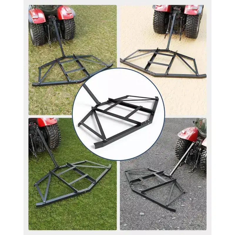 Grading Tool, Land Leveler  Heavy-Duty Steel Ground Groomer with Adjustable Rake, Universal Trailer Coupler & Reinforced Frame for Driveways, Lawns