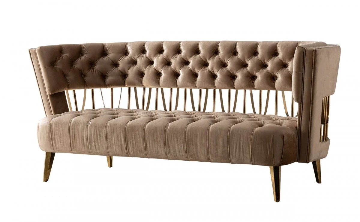 Kourtney Velvet Beige and Gold Living Room Collection