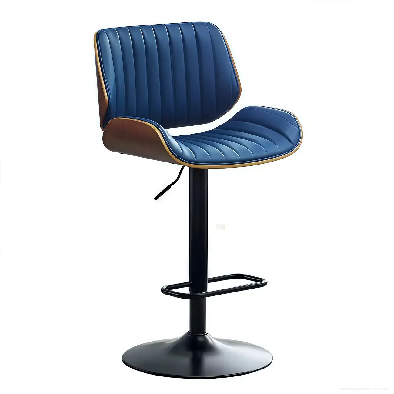 Elegant Wood Leather Red Swivel Adjustable Bar Stool