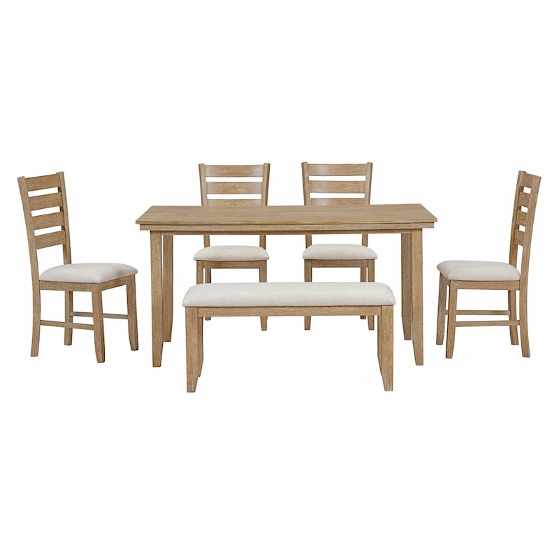 5-piece Farmhouse Dining Set Rectangular Table Chair