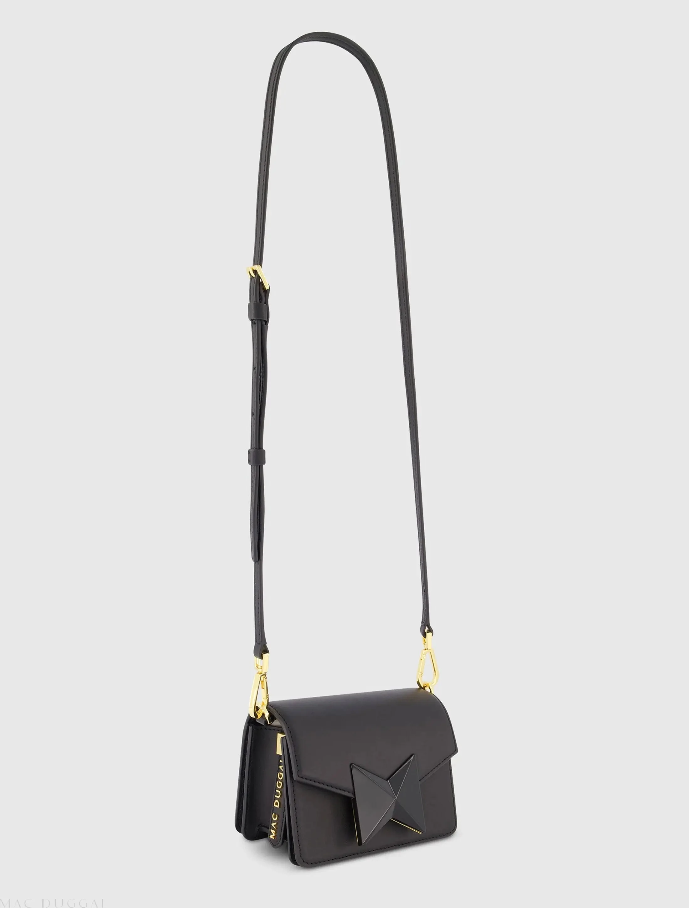 Black Mini Leather Tone On Tone Crossbody Bag - FINAL SALE