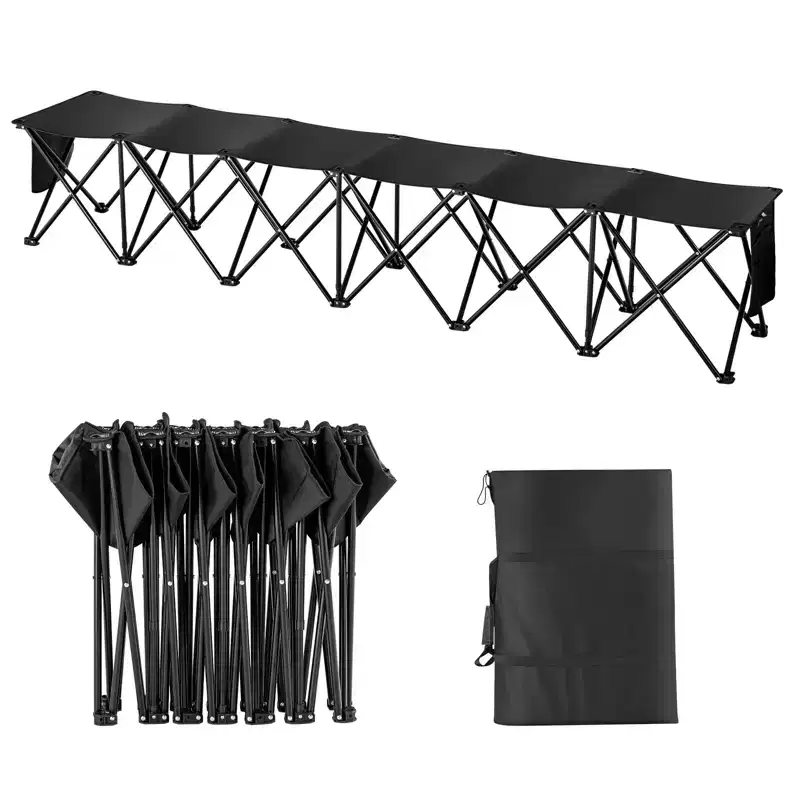 VEVOR Portable Folding Bench, 6 Seats Foldable Sideline Bench, Outdoor Camping Bench Chairs with Carry Bag, Team Sport Sideline Bench for Football