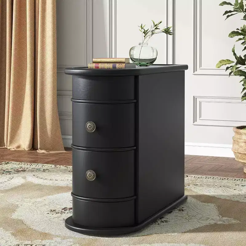 Okak Farmhouse Solid Wood Small Narrow End Table,Slim Storage Nightstand Side Table Sofa Table for Bedroom,Living Room