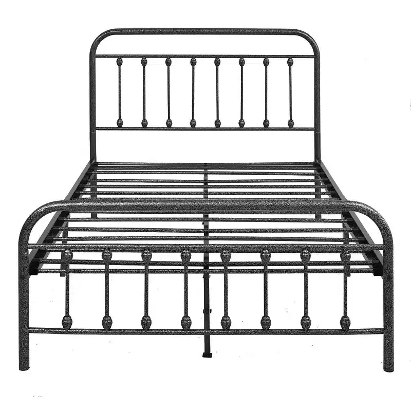 MAYEERTY Queen Size Metal Platform Bed Frame with Headboard & Footboard, Steel Slat Support No Box Spring Needed