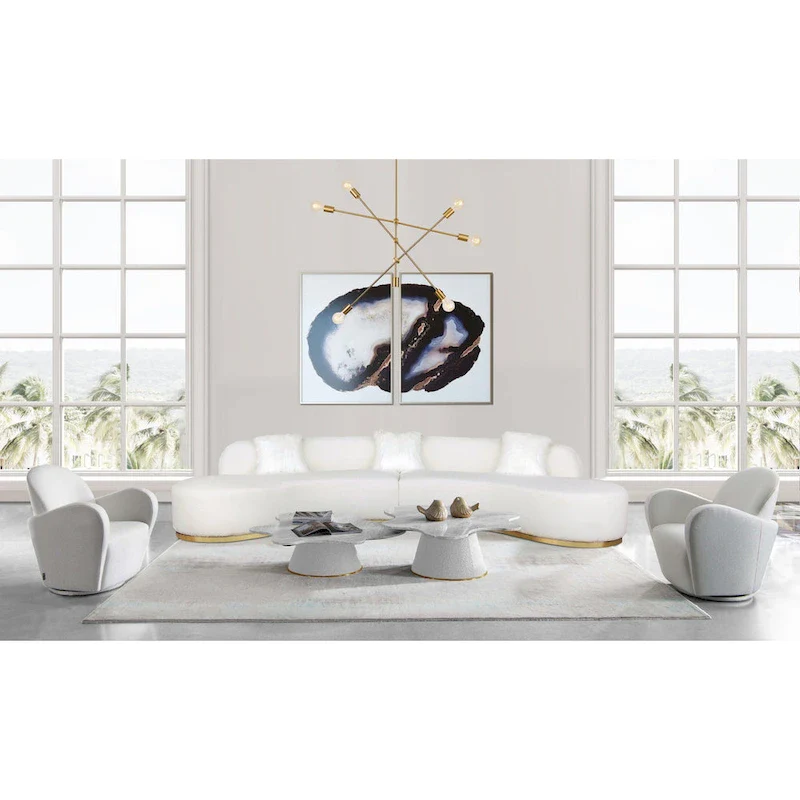 Pasargad Home Simona Curved Sofa with 3 Pillow Included