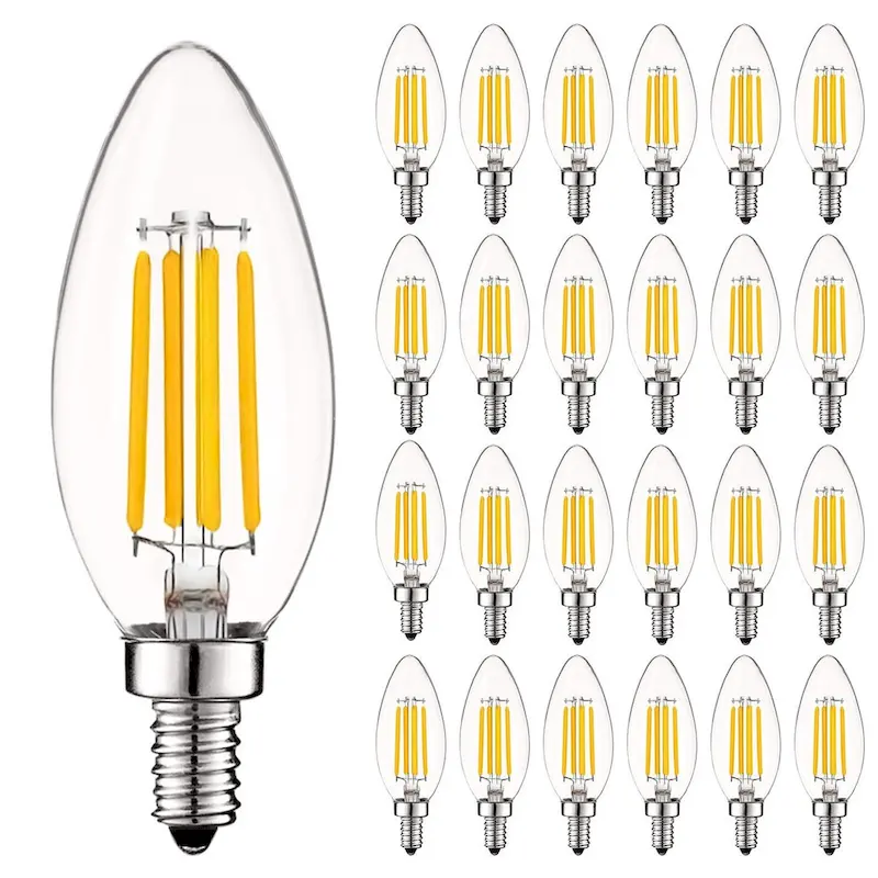 Luxrite Vintage Candelabra LED Bulb 60W Equivalent 550lm 4000K Cool White 5W Dimmable UL Listed E12 Base (24 Pack)