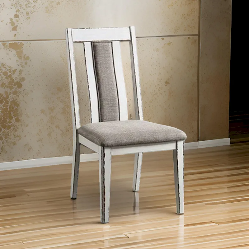 White & Gray Upholstered Dining Side Chair, Set of 2, Dining Height