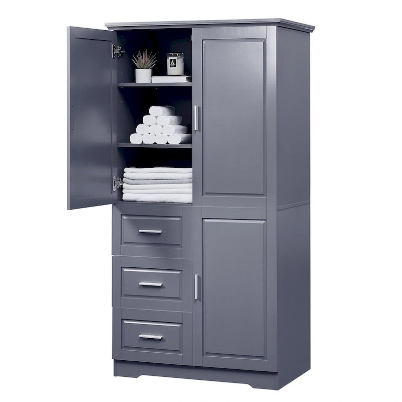 Tall and Wide Storage Cabinet with Doors for Bathroom/Office