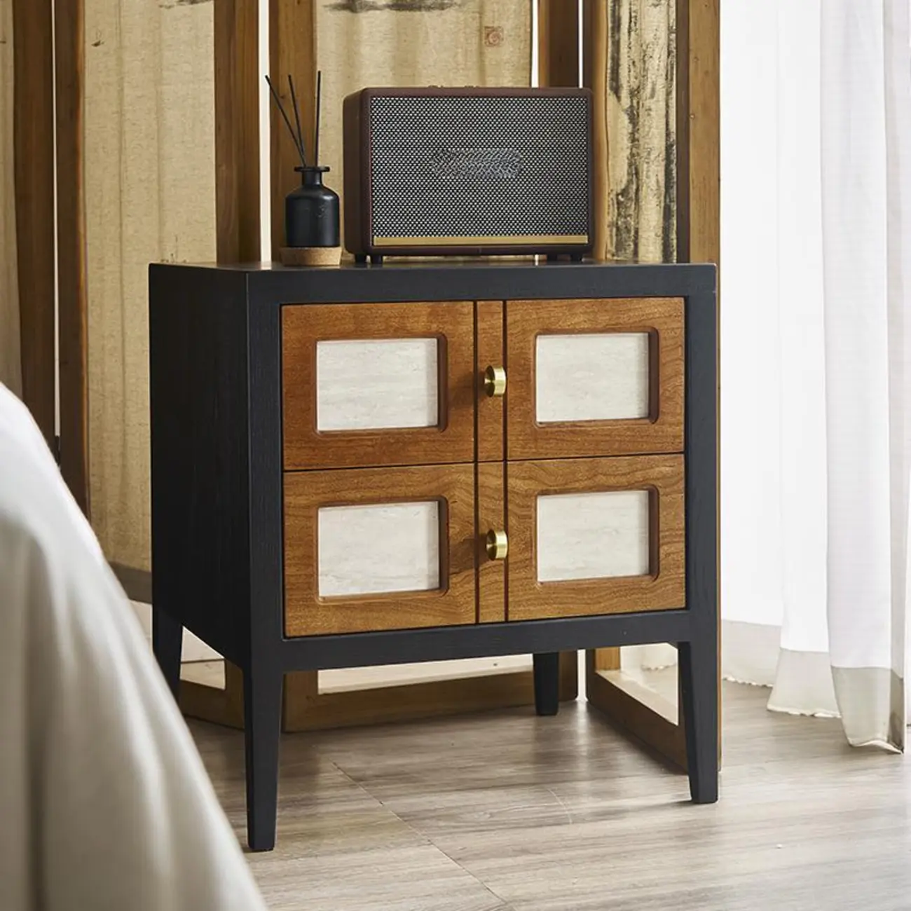 Wooden 2-Drawer Storage Nightstand