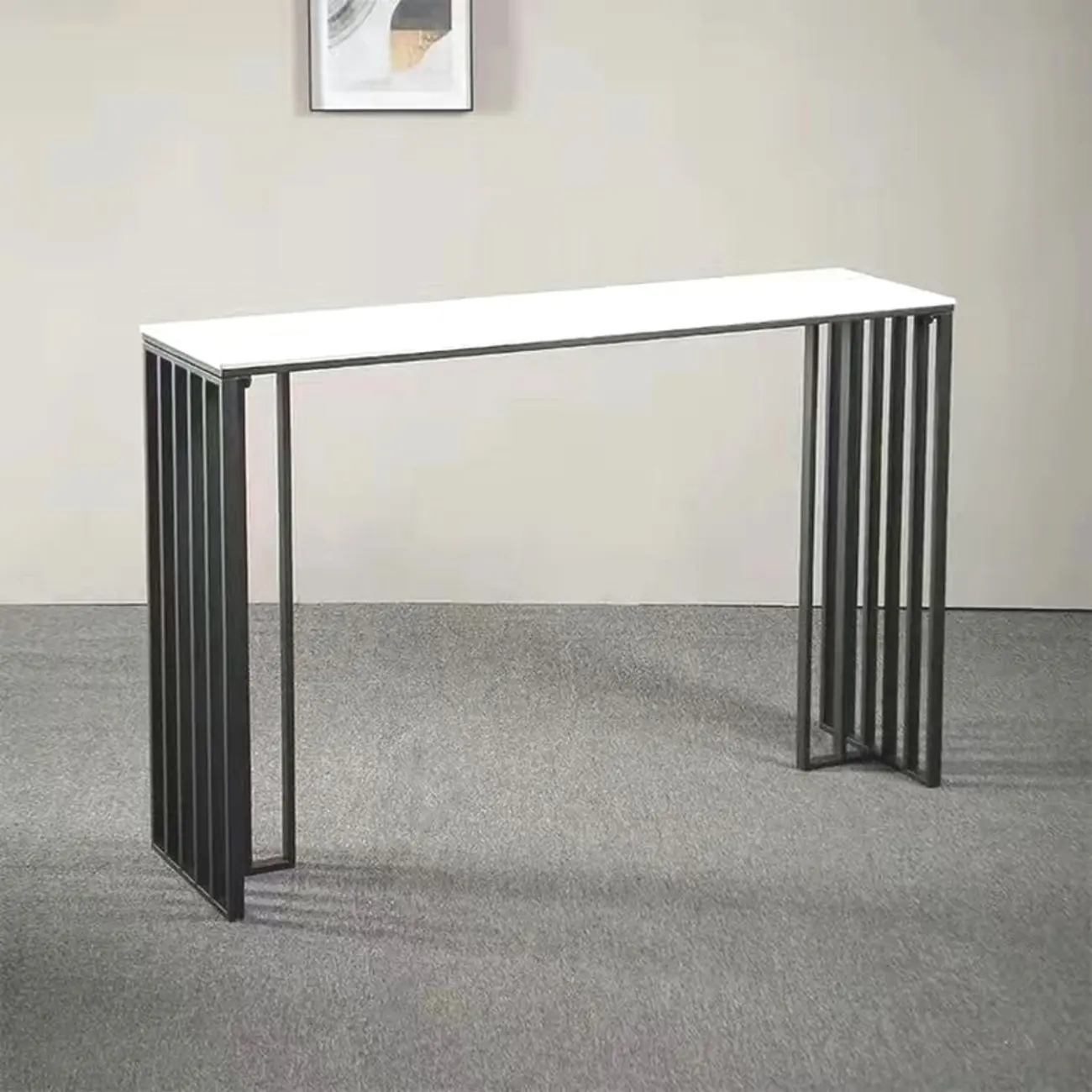 Modern Simple Marble Black Iron Bar Table