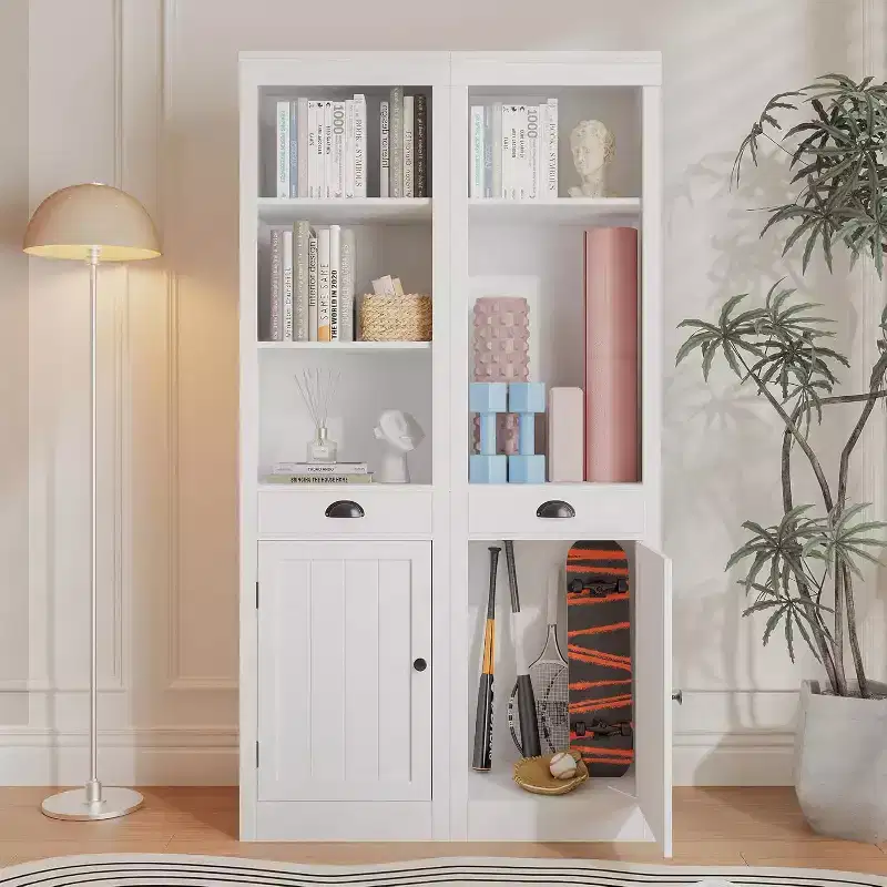 71 Tall Bookcase Bookshelf with Cabinet, 3-Shelf Bookshelf & Storage Cabinet, Sideboard , Modern Book Shelf for Living Room, Office