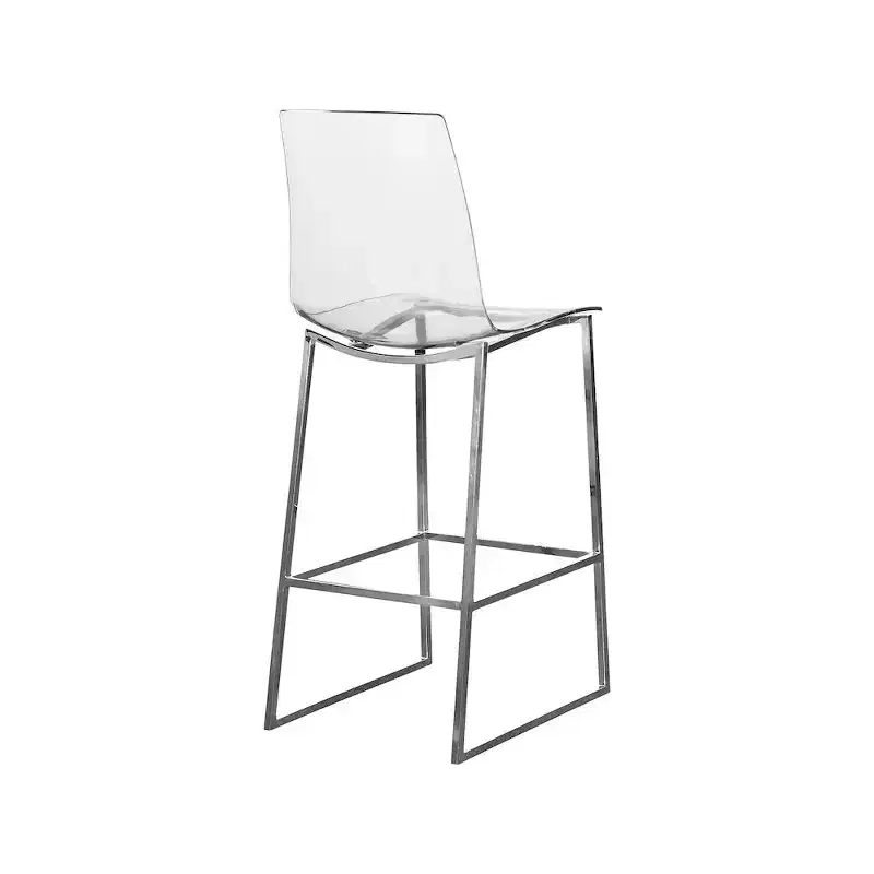 Meridian Furniture,Lumen Chrome Metal/Lucite Polycarbonate Stool