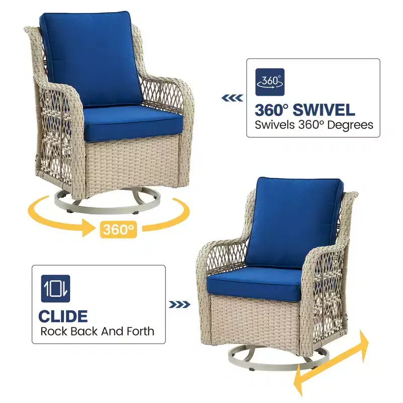 Outdoor Swivel Rocker Chair Set 3 Piece, Patio Bistro Set with Table