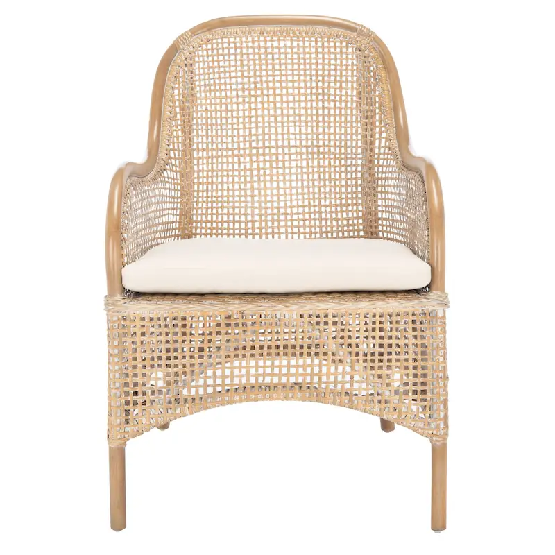 Rosalia Coastal Rattan Accent Chair with Cushion - 23.4 W x 24.8 L x 32.7 H - 23Wx25Dx33H
