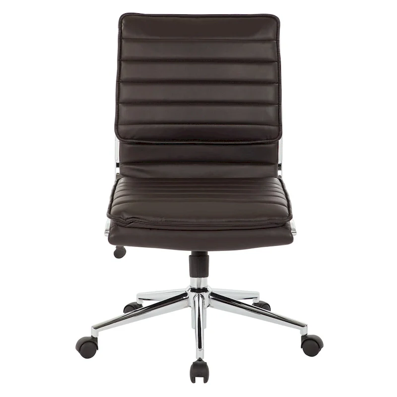 Armless Mid Back Professional Managers Faux Leather Chair with Chrome Base