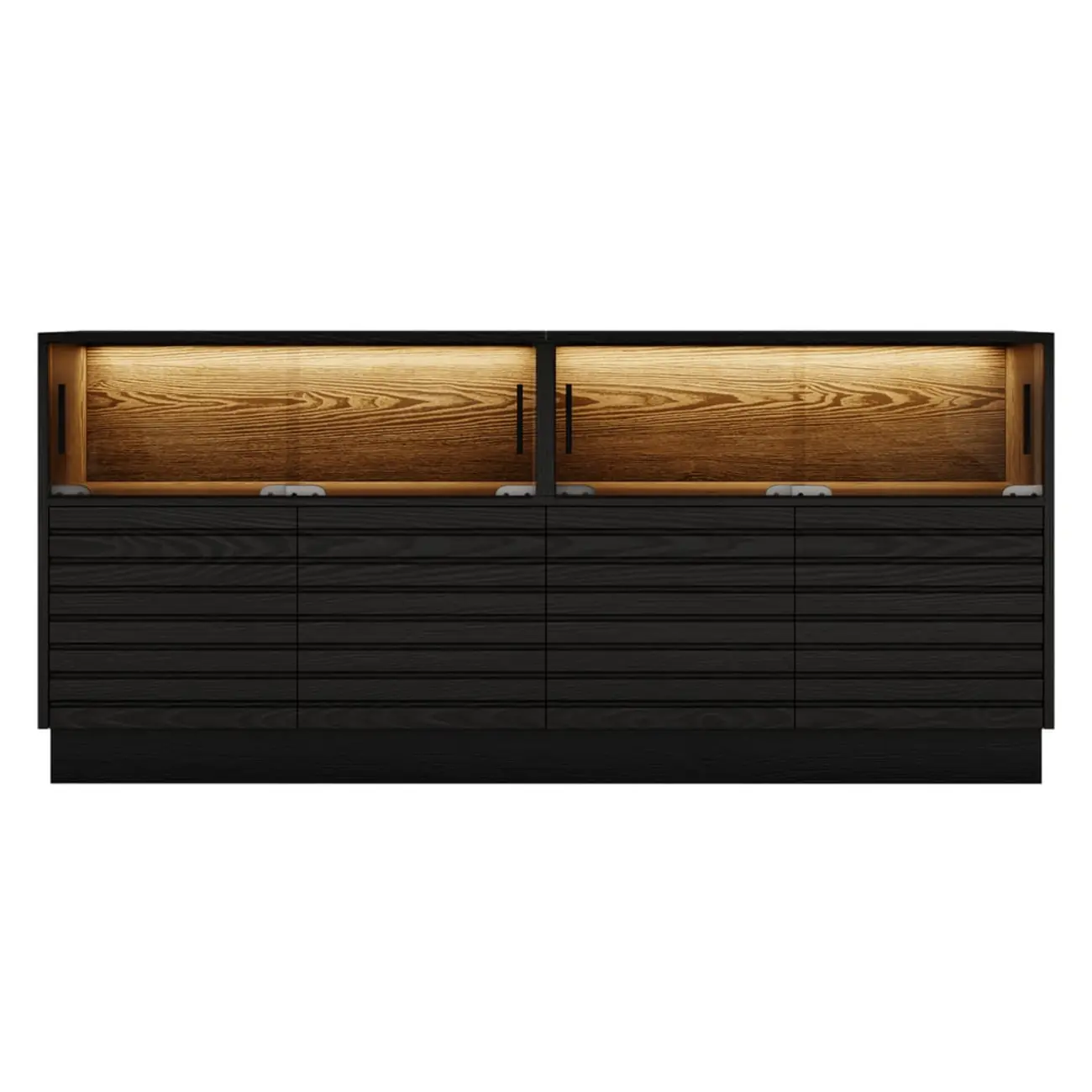 Modern Black Rectangular Wooden LED TV Stand