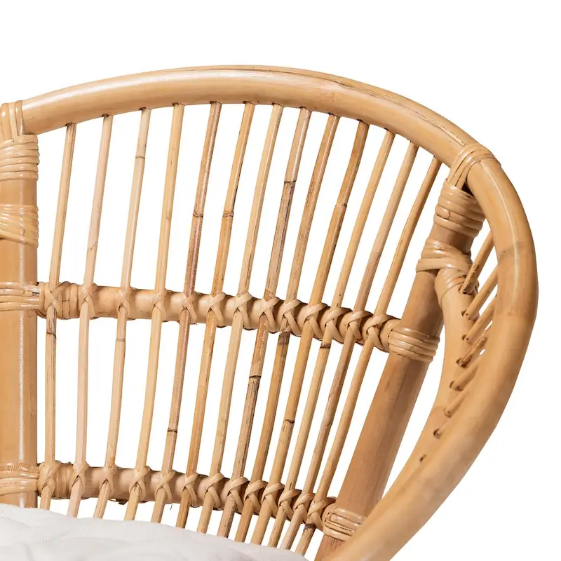 Natural Brown Rattan Dining Chair with Cushion
