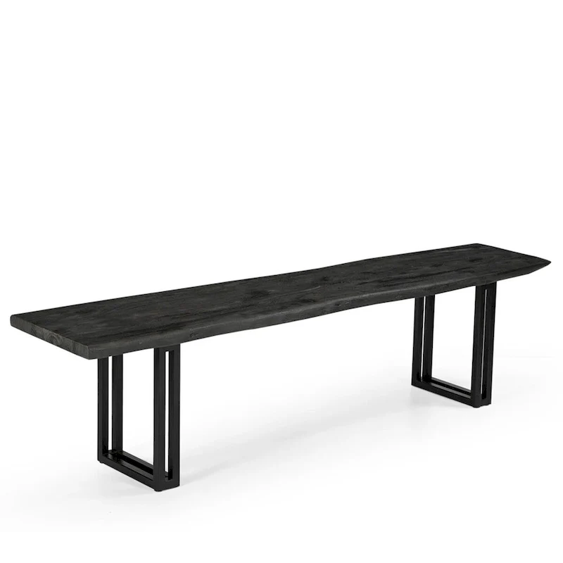 Gray Solid Wood Dining Bench, 2-Person, 65