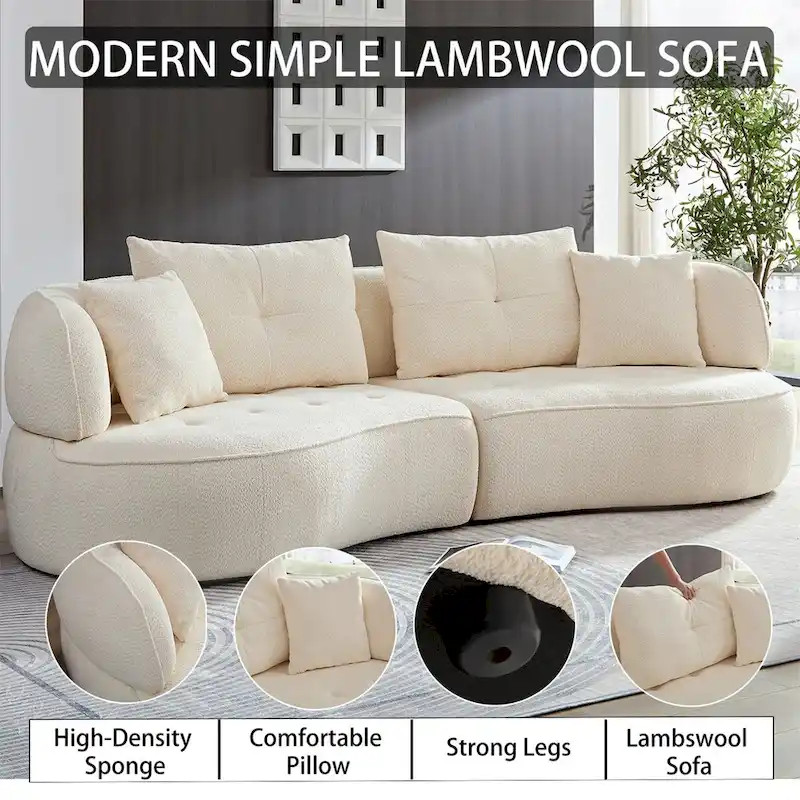 Sectional Sofa With Removable Pillows,Durable Fabric,Solid Wood Frame