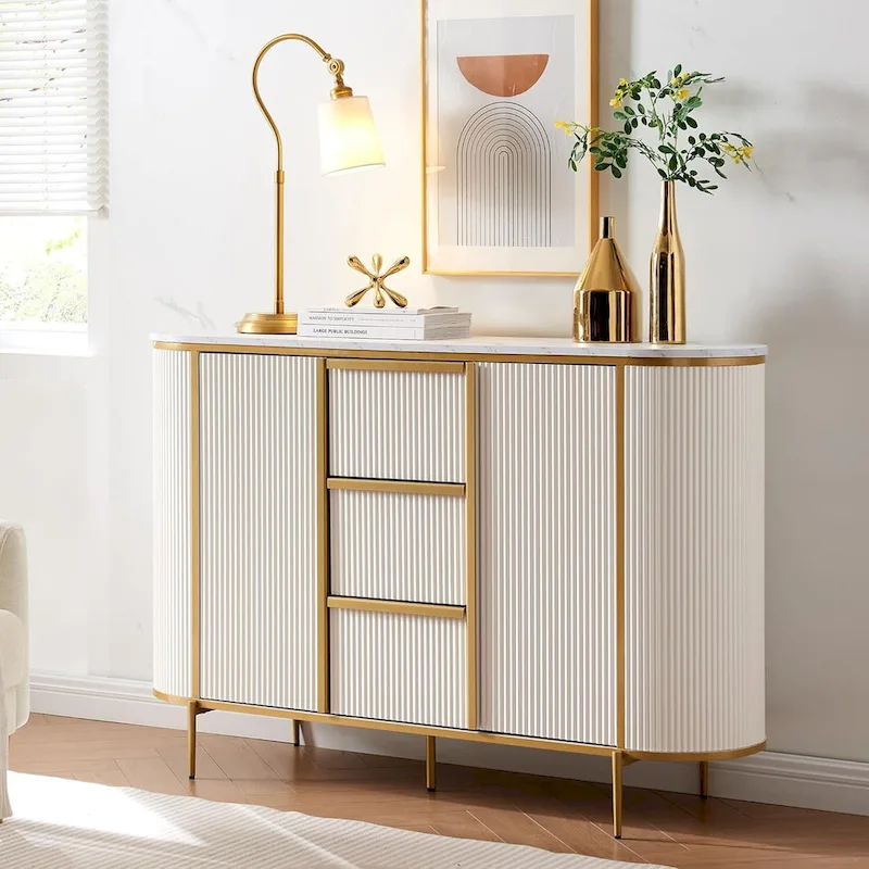 54 Modern Fluted Buffet Cabinet, Buffet Table, Coffee/Wine Bar