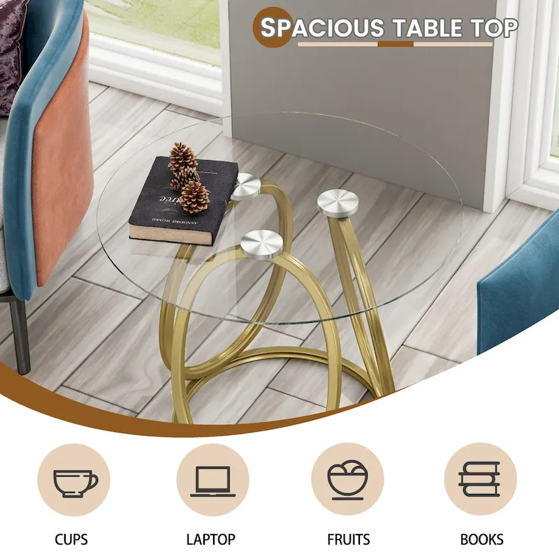 Glass Side Table with Metal Frame