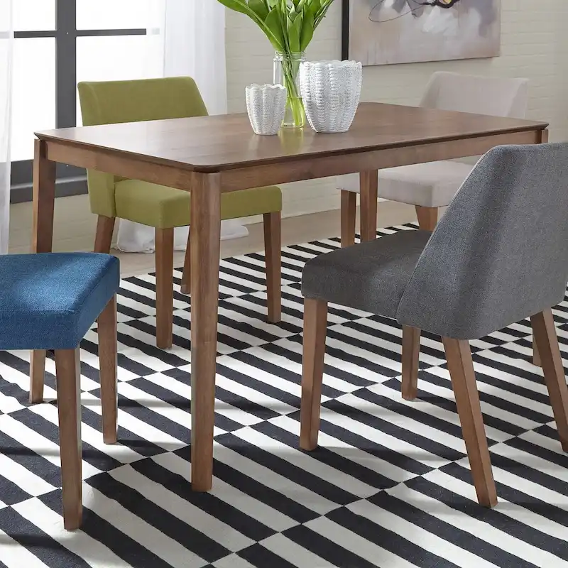 Satin Walnut Rectangular Leg Dining Table