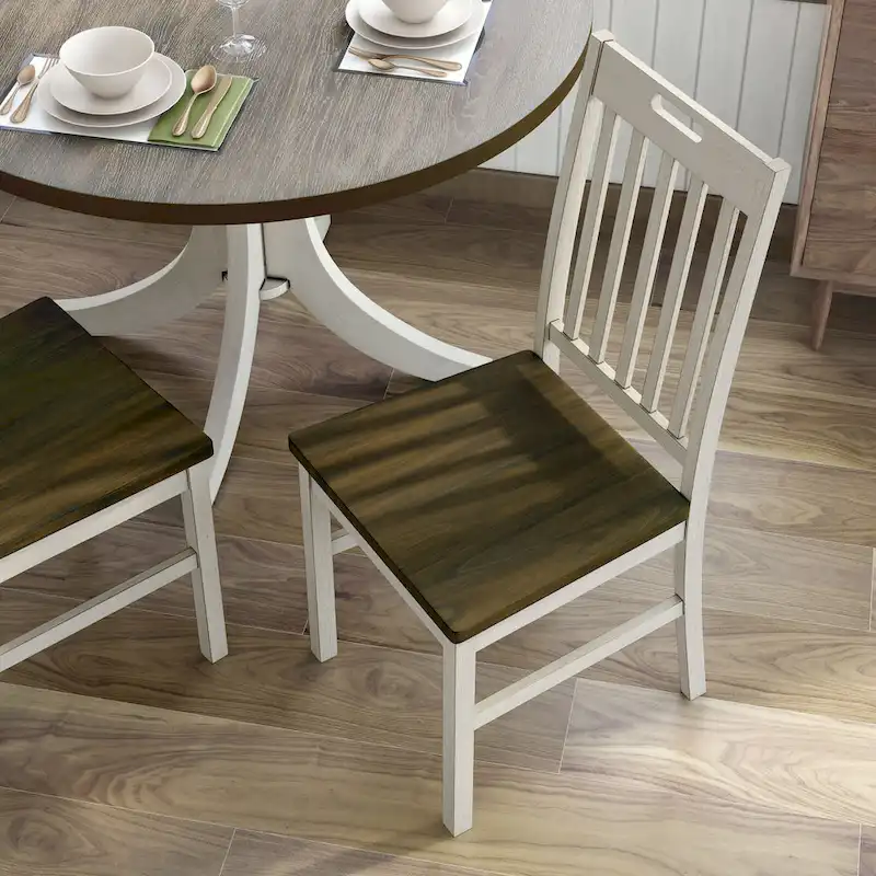 Derry Farmhouse Antique White Wood Slatted Backs Dining Chairs by Furniture of America (Set of 2)