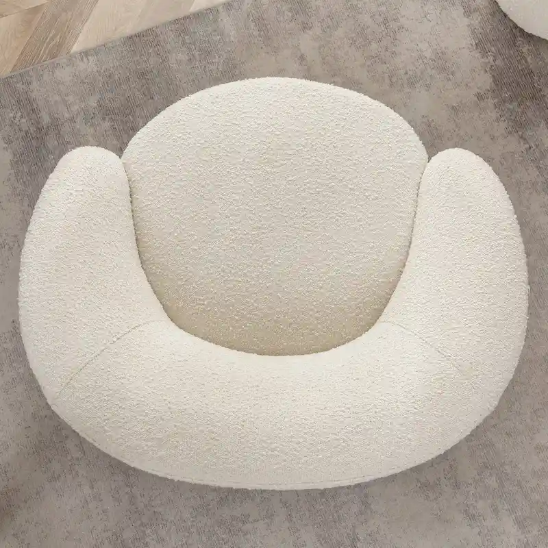 34 W Upholstered Boucle Swivel Barrel Accent Chair