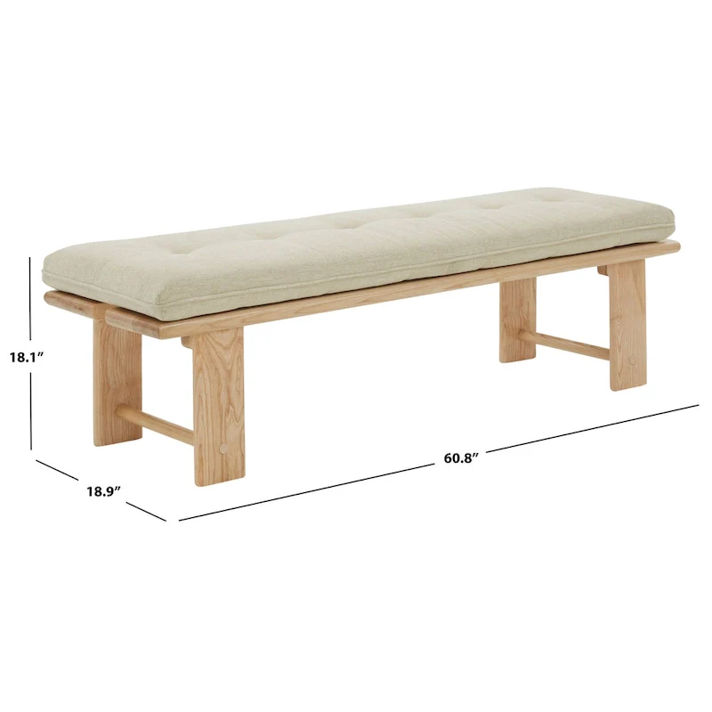 SAFAVIEH Couture Rasema Modern Cushion Bench - 60.8 In. W x 18.9 In. D x 18.1 In. H - 61Wx19Dx18H