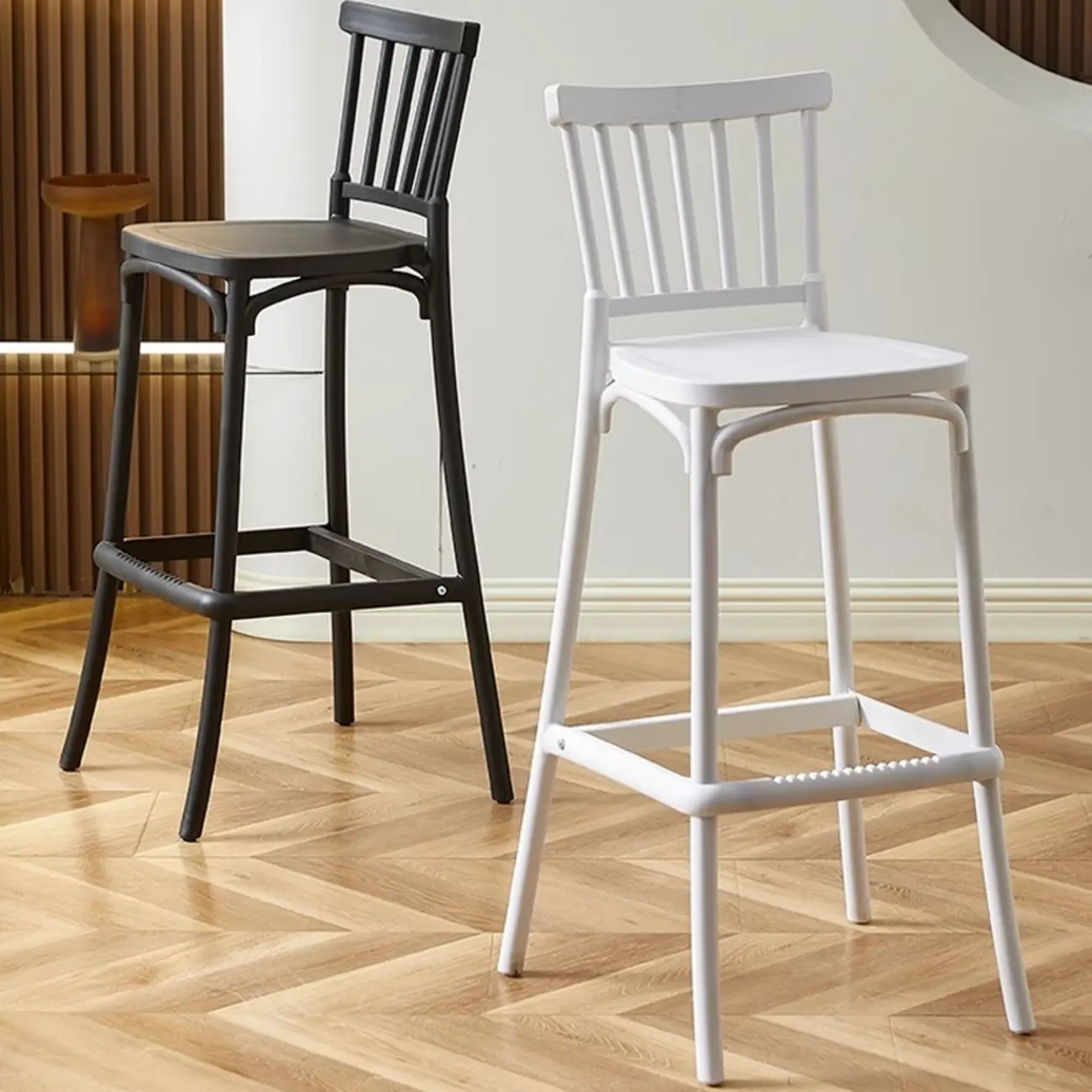 Modern Acrylic Square Counter Height Stools with Back