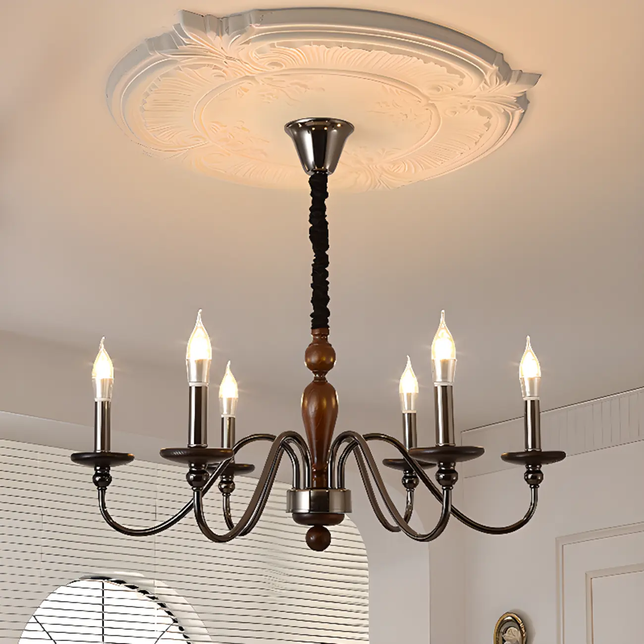 Modern Black 6/8 Light Candelabra Chandelier in Dimmable
