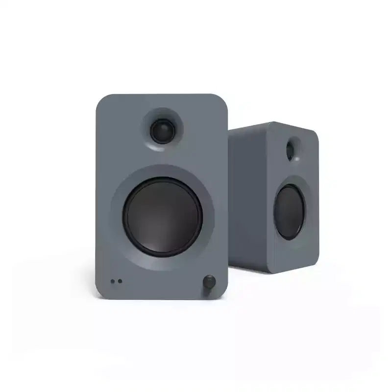 Kanto Ren Powered Speaker System - Grey, and Kanto ST34 Speaker Stands - Black