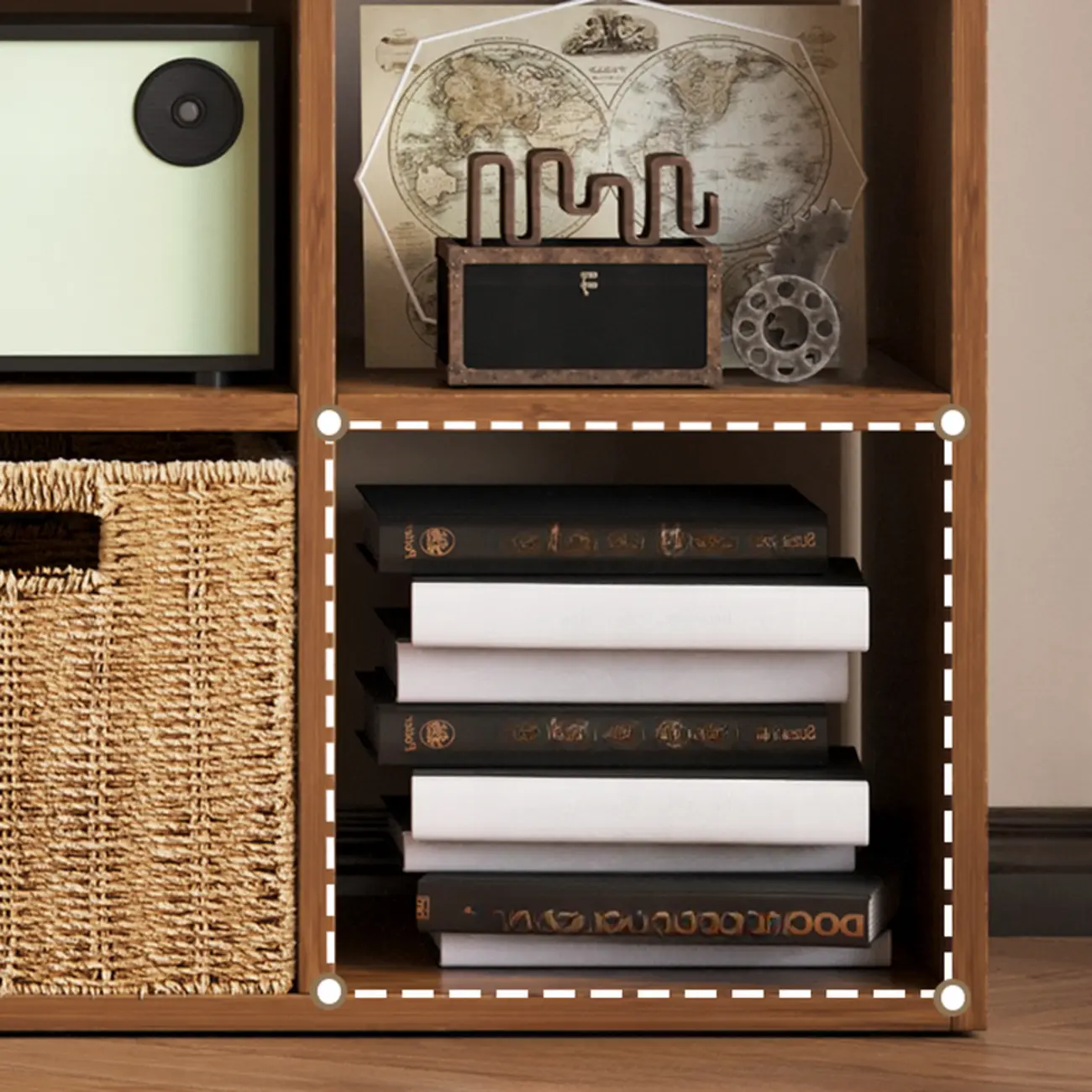 Classic Brown Cherry Wood Open Back Cube Bookcase