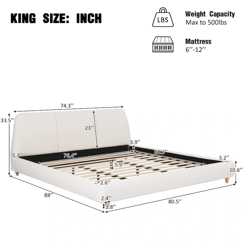 Christopher Knight Home- Mitchell Modern Upholstered Bed Frame