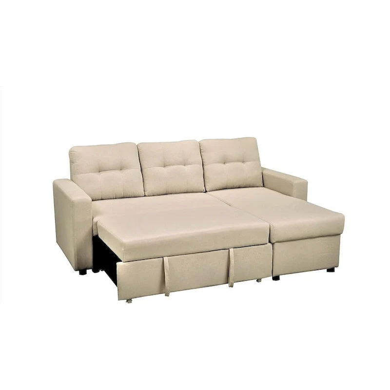 US Pride Furniture 79.92 inch Convertible L-Shaped Sectional Sleeper Sofa Bed Stylish Apartment Furniture