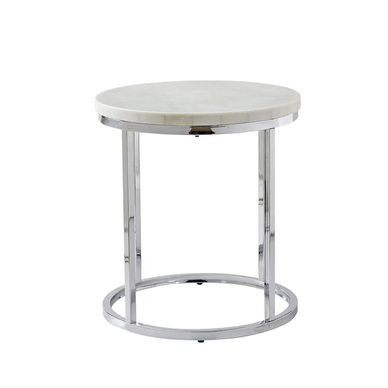 Eden White Marble Top Round Side Table