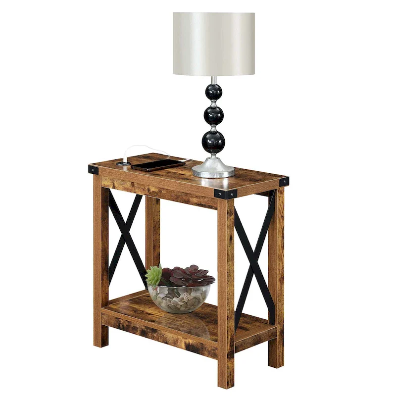 Durango Chairside Table with Charging Station and Shelf