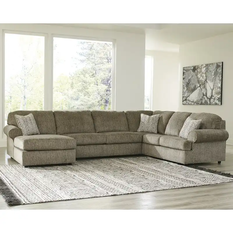 Signature Design by Ashley Hoylake Brown 3-Piece Sectional with Chaise - 143W x 95D x 35H