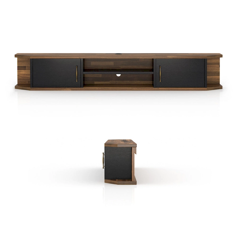 DH BASIC Mid-Century Modern 71-inch 4-Shelf Floating TV Console by Denhour