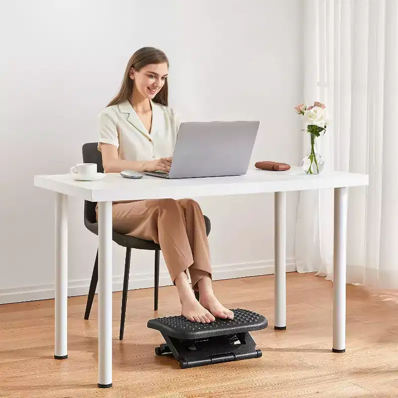 HUANUO Adjustable Under Desk Footrest - Massage Foot Stool with 3 Height Positions & 30 Tilt for Home & Office Comfort
